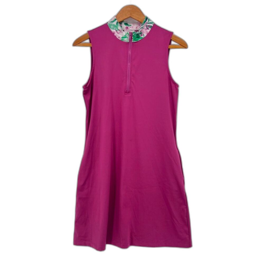Tommy Bahama Golf Athletic Dress Sleeveless Floral Collar Mini Pink Size Small